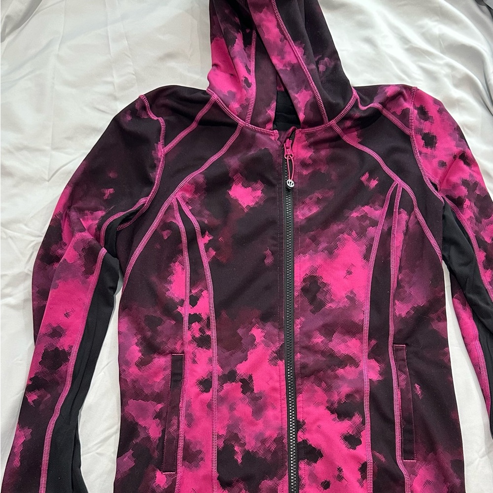 Lululemon Athletica Pink and Black Hooded Jacket